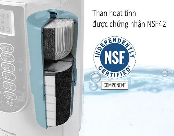 Máy lọc nước Panasonic sử dụng than hoạt tính đạt chứng nhận NSF42 
