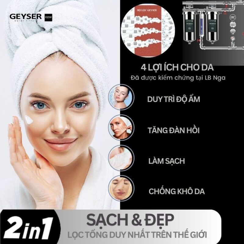 Hệ thống lọc tổng chung cư Geyser Ecotar 2F1As tốt cho chăm sóc da